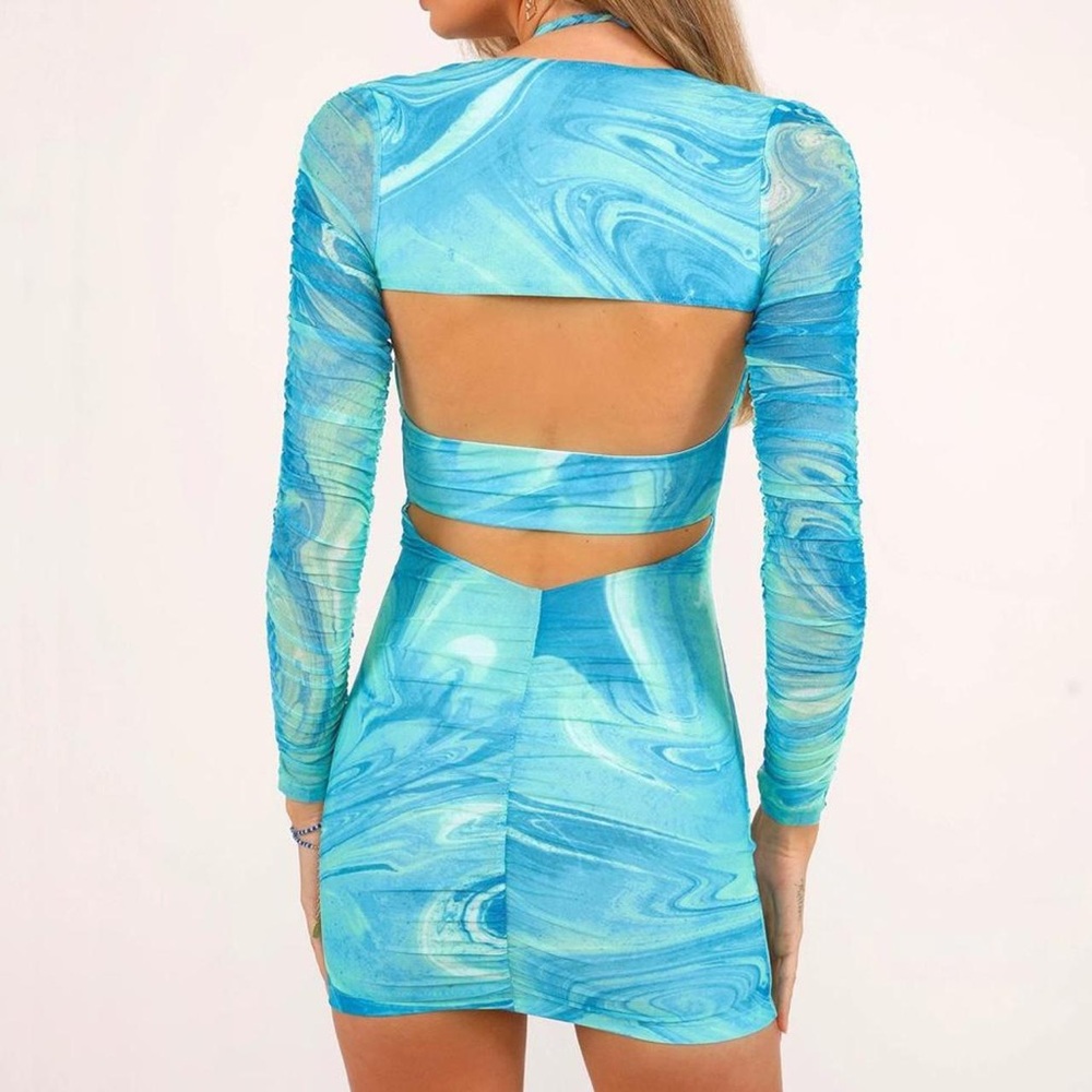 Stas Ruched Mesh Dress - Picture 2 of 8